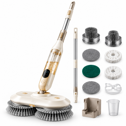 Cordless Electric Spin Mop with Spray System, Dual Rotating Heads & Adjustable Handle