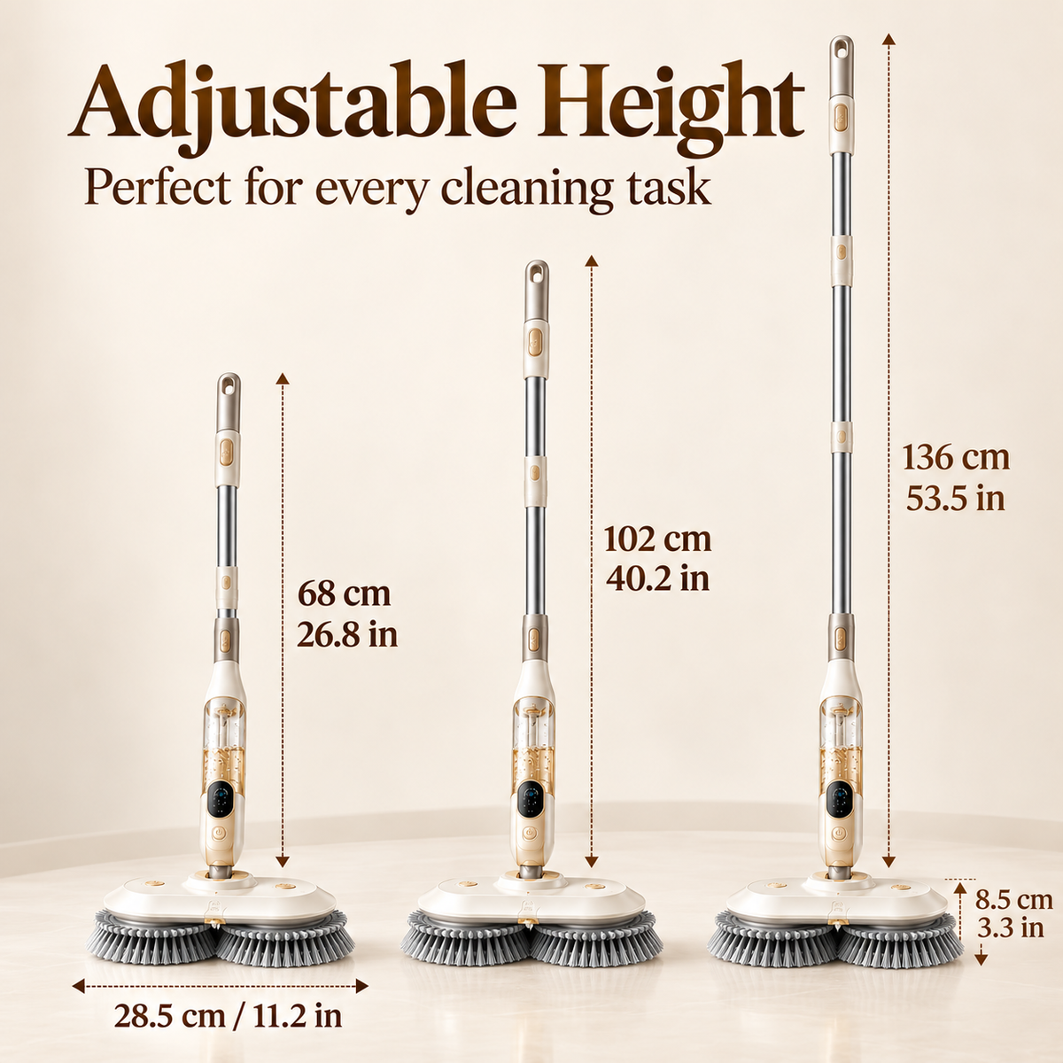 Cordless Electric Spin Mop with Spray System, Dual Rotating Heads & Adjustable Handle
