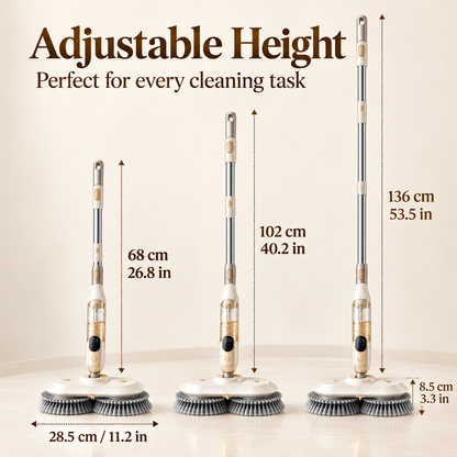 Cordless Electric Spin Mop with Spray System, Dual Rotating Heads & Adjustable Handle