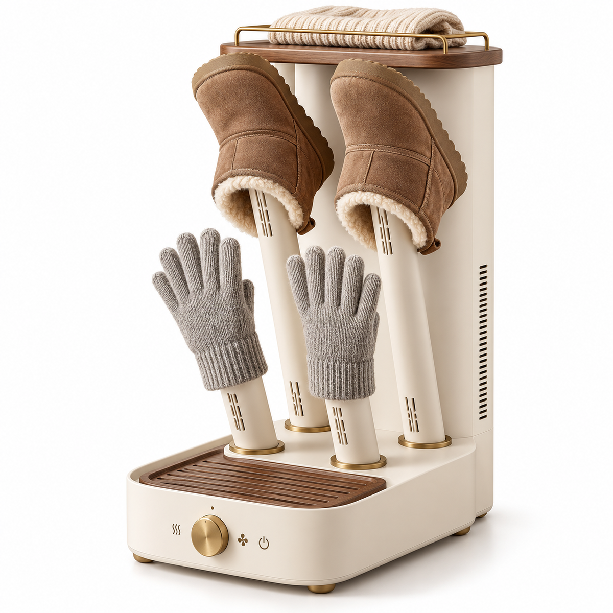 Electric Boot and Glove Dryer with 4 Drying Posts, Warming Shelf and Drip Tray
